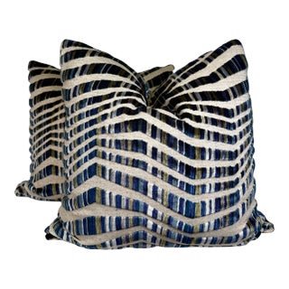 Opuzen "Tazza" in Great Lakes 22" Pillows-a Pair For Sale