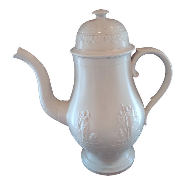 Large 1820's English Salt Glaze Pottery Coffee Pot For Sale