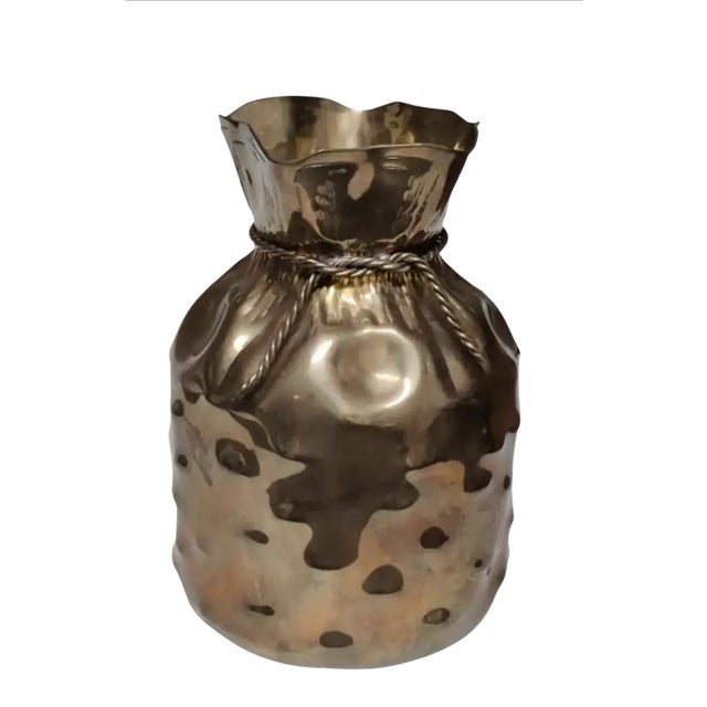 Brass Sarreid Ltd. Brass Money Sack Cachepot, Circa 1980s For Sale - Image 8 of 8