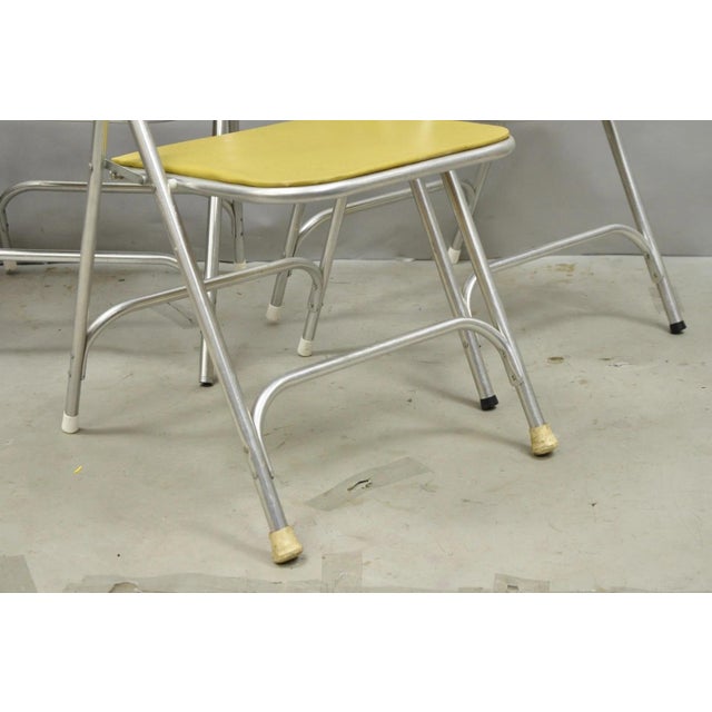 Vintage Mid Century Modern Aluminum Folding Dining Chairs by Airlite - Set of 4 For Sale - Image 9 of 18