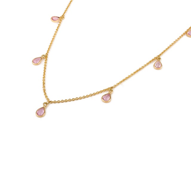 Not Yet Made - Made To Order Natural Pink Sapphire Charm Necklace in 14k Solid Gold Length 18 Inches For Sale - Image 5 of 11