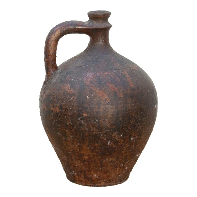 Rustic Antique Spanish Oil Jug For Sale