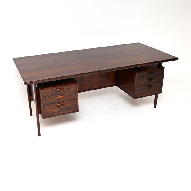 Large Vintage Danish Carved Desk, 1960 For Sale - Image 11 of 11