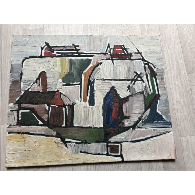 Cubist Artist, Abstract Composition, 1950s, Oil Painting on Canvas For Sale - Image 4 of 4