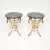 A superb pair of antique Italian gilt metal and marble side tables. They were made in Italy in the Hollywood Regency...