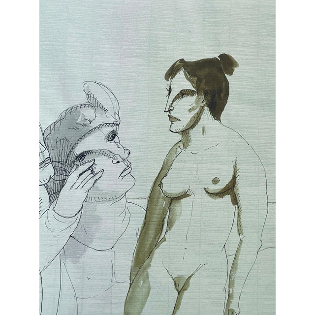 Surrealism Gary Hansmann, Modern Figurative Surrealism Watercolor Painting, Drawing - Women On The Beach, 2008 For Sale - Image 3 of 9