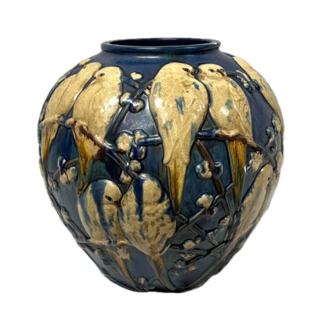 Vintage Muncie Pottery "Love Birds" Vase. Produced by Muncie Pottery, Muncie, Indiana (1919-1939), known for producing...
