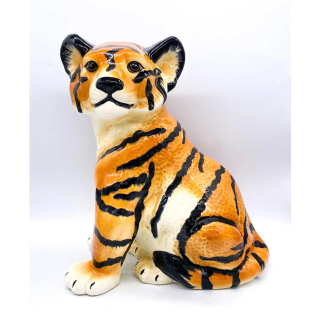 Life-Size Italian Style Ceramic Tiger Cub – Maximalist / Safari For Sale - Image 11 of 11