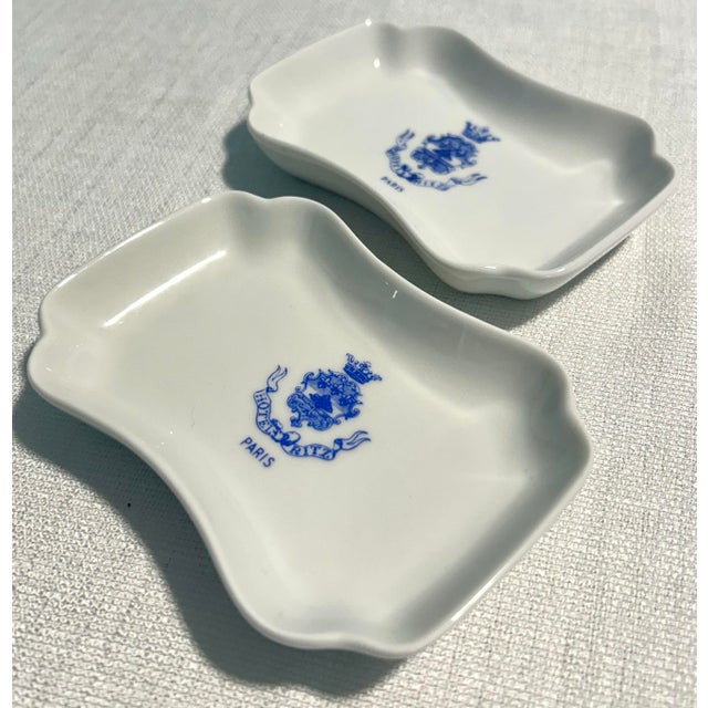 MCM French 5-Star Luxury Ritz Paris Hotel White Milk Glass Ashtray Catchall Trinket Soap Dish For Sale - Image 10 of 11
