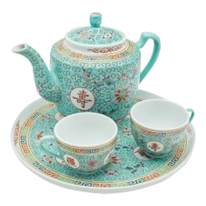 2000's Contemporary Mun Shou Longevity Tea Set