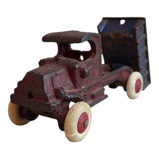 Rare 1920s Champion Cast Iron Mack C-Cab Dump Truck Original Paint & White Tires For Sale