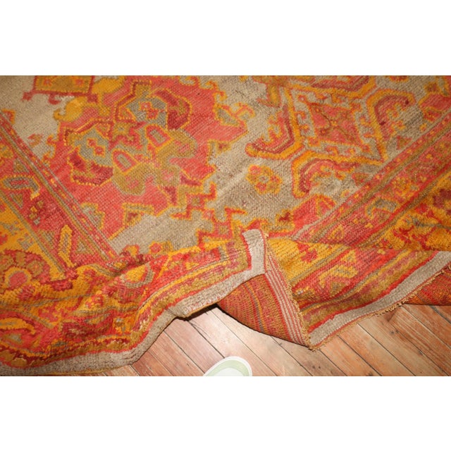 Early 20th Century Antique Turkish Oushak Rug - 12'4'' X 14'5'' For Sale - Image 5 of 12