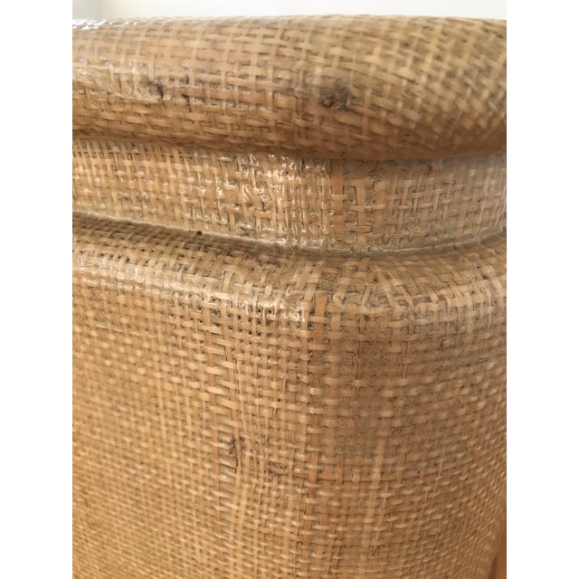 Vintage Lacquered Grasscloth Coffee Table With Brass Feet For Sale - Image 4 of 11