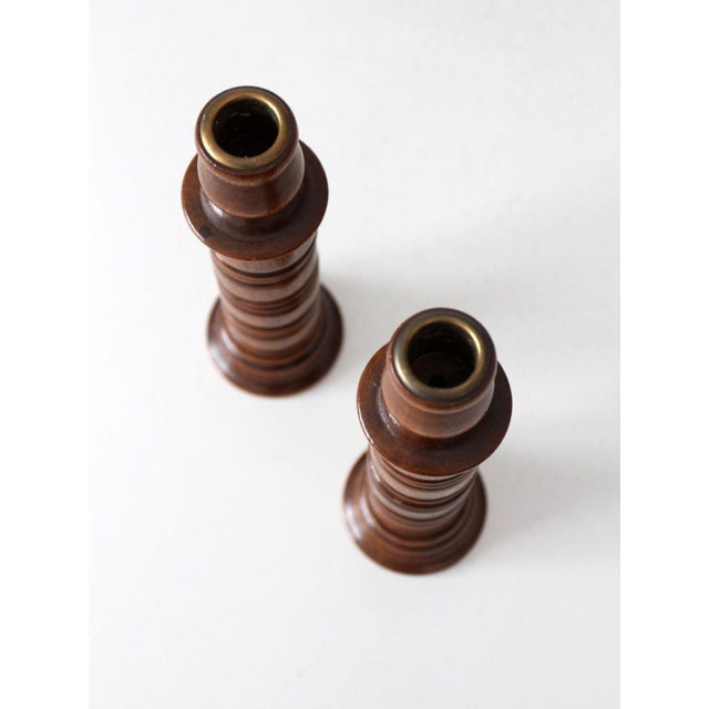 Wood Vintage Modular Wood Candlestick Holders Pair For Sale - Image 7 of 18