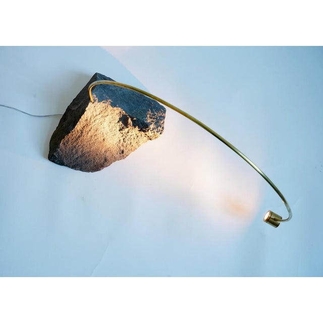 Greywacke Table Light in Stone and Brass by Johannes Hemann For Sale - Image 12 of 13