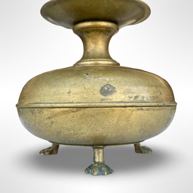 Dutch Brass Claw-Footed Candlestick Holder Pricket For Sale - Image 4 of 6