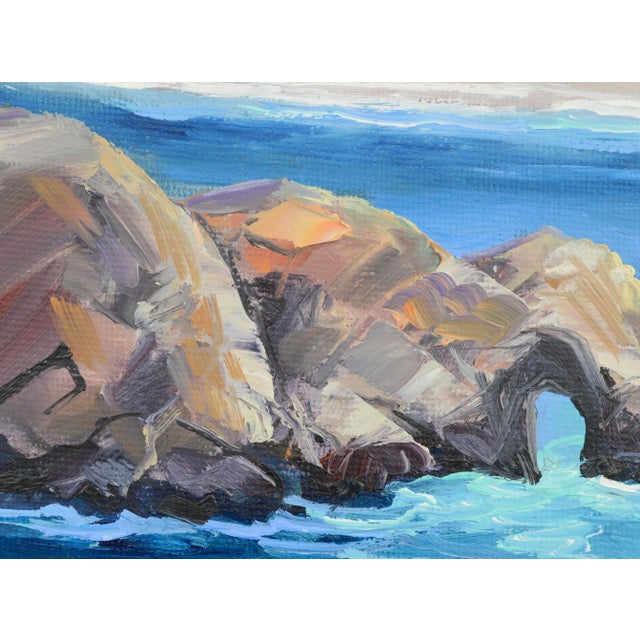 Vibrant miniature Big Sur seascape by Kathleen Murray (American, b. 1958). Signed "MURRAY" in the lower right corner. The...