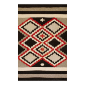 1940s Gray Zig Zag Tribal Antique American Navajo Carpet 3'9" X 6' Flatweave Wool Rug