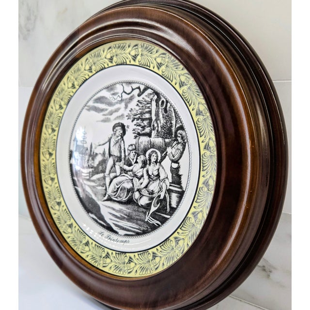 Mid 20th Century Mottahedeh “Le Printemps” Italian Transferware Plate in Van Hygan & Smythe Wood Frame For Sale - Image 5 of 8