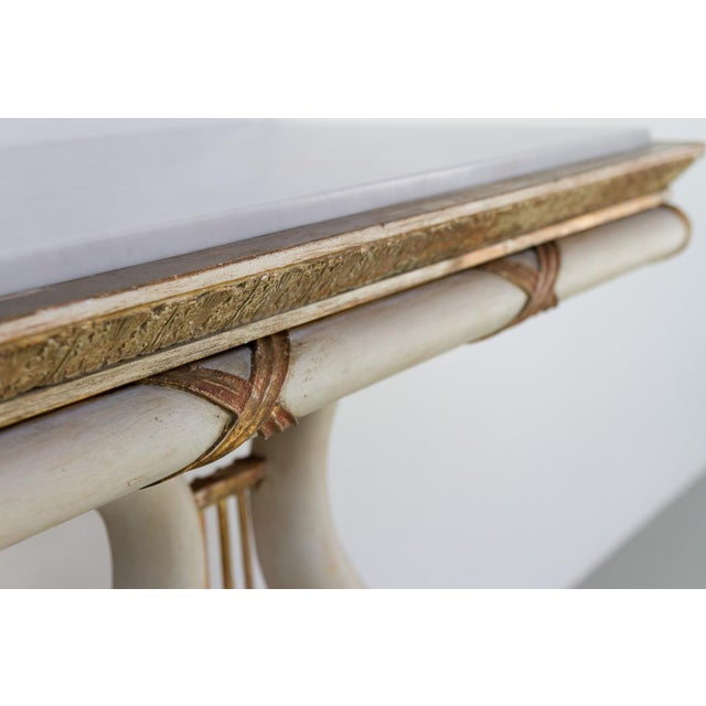 Swedish Gustavian Giltwood Console Table with Lyre and Marble Top, 1800s For Sale - Image 12 of 18