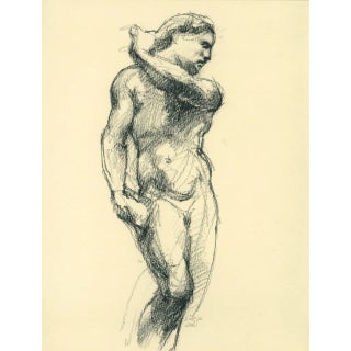 “Apollo, After Michelangelo” Contemporary Original Charcoal Figure Drawing by David Orrin Smith For Sale