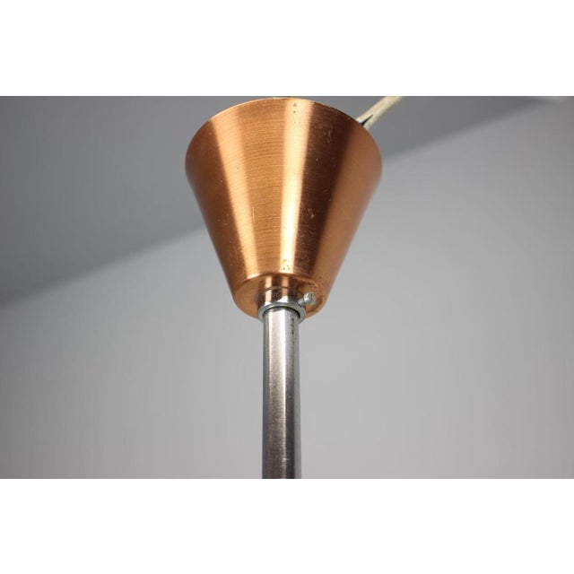 Gold Glass and Chrome Chandelier from Drukov Brno, Czechoslovakia, 1970s For Sale - Image 8 of 14