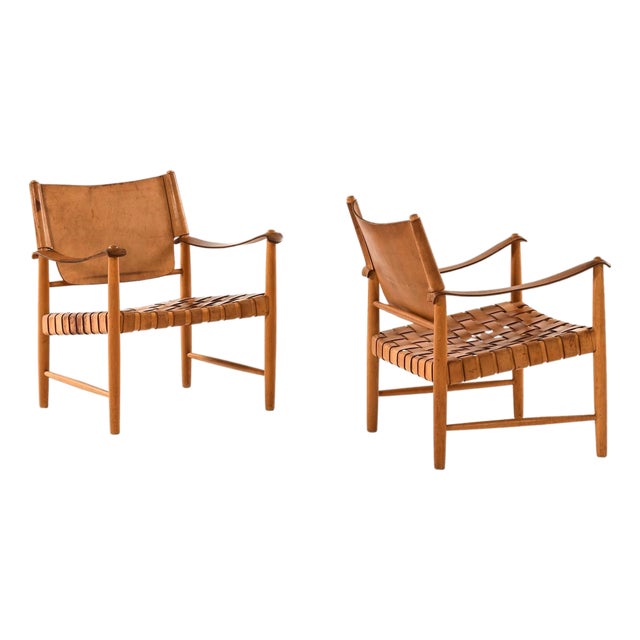 Easy Chairs in Beech Wood, 1950s, Set of 2 For Sale