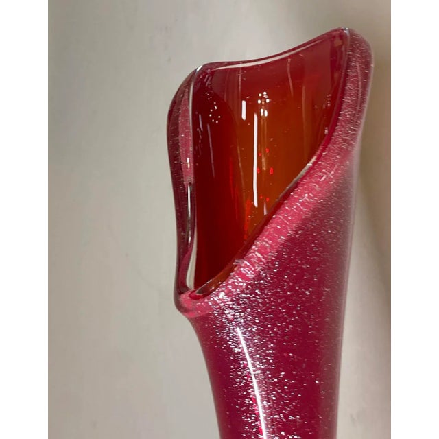 45” Tall Mid Century Modern Italy Aventurine Glass Floor Vase Red With Silver Flecks For Sale In Phoenix - Image 6 of 12