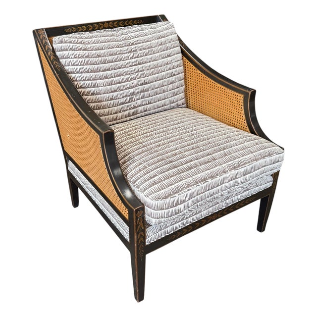 Dessin Fournir Chinoiserie Decorated Double Cane Directoire Club Chair For Sale