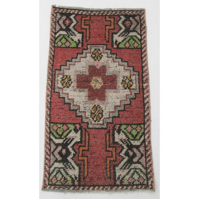 Vintage Mini Turkish Rug For Sale - Image 4 of 4