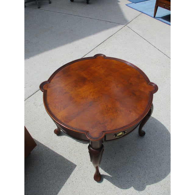 Burl Walnut Queen Anne Round Side Table Chairish