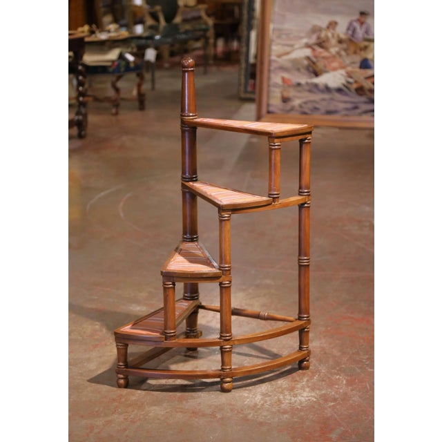 Featuring an unusual spiral design, this vintage French library ladder combines traditional craftsmanship with a...
