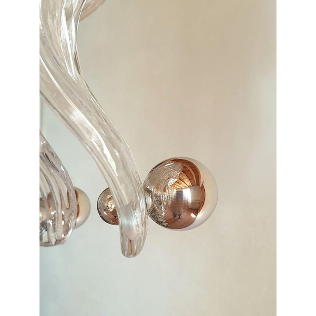 1970s Murano Glass and Chrome Chandelier, Mid Century Modern For Sale - Image 13 of 15