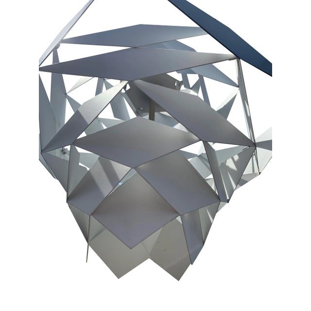 1960s Danish Preben Dahl Symfoni Scandinavian Geometry, Enameled Steel Hanging Lamp For Sale In New York - Image 6 of 8