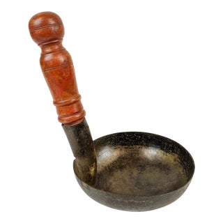 20th Century Large Brass Ladle With Wooden Handle For Sale