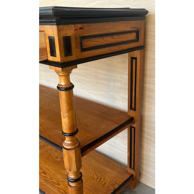Early 20th C English Lemontree Three Tier Server or Buffet With Drawers For Sale - Image 9 of 12