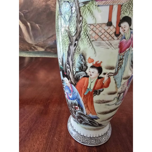 1930s Antique Chinese Porcelain Signed Stamped Vase For Sale - Image 5 of 15