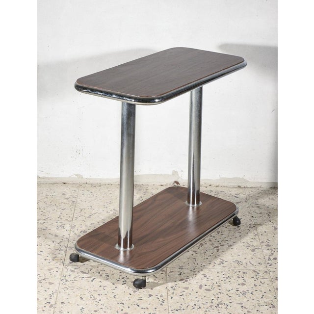 Trolley Table in Wood and Chromed Steel, Italy, 1980 For Sale - Image 5 of 8