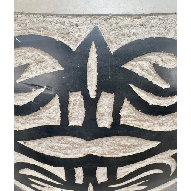 Off-white Monumental Boho Chic Moroccan Off White & Black Pottery Floor Vase or Urn For Sale - Image 8 of 9