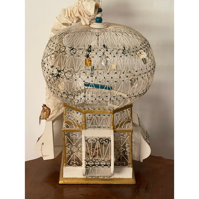 Gorgeous French Antique Domed Wire Bird Cage Display For Sale - Image 4 of 7