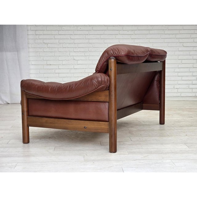 Swedish 2-Seater Sofa in Brown Leather and Dark Beech, 1970s For Sale - Image 14 of 18