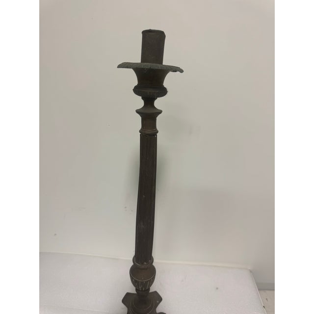 Antique Tall Gothic-Style / Religious Altar Candlestick For Sale - Image 10 of 12