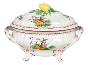 French Hand-Painted Faience Soup Tureen