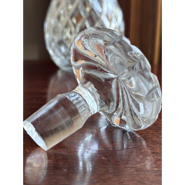 Mid 20th Century Mid Century Modern Cut Crystal Decanter Diamond Quilted Body With Sunburst Ball Stopper For Sale In New York - Image 6 of 10