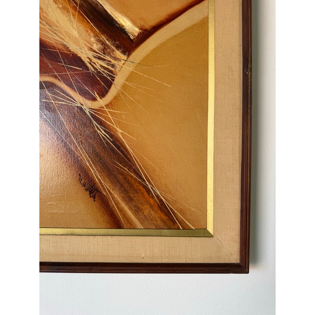 Wood 1970's Vintage Expressionist Abstract Oil on Canvas Painting by N. Watson – Framed For Sale - Image 7 of 12
