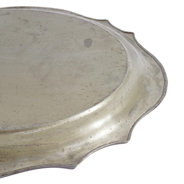 Metal English Chippendale Shaped Polished Tin Tea Tray, C. 1830 For Sale - Image 7 of 7