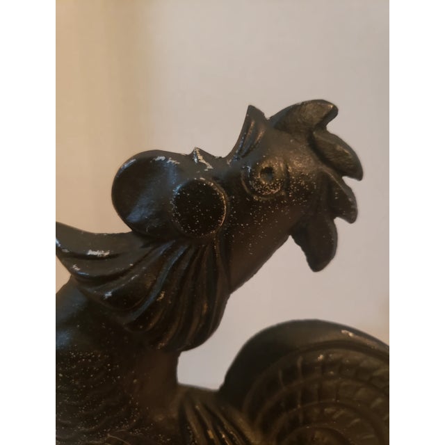 Vintage Farmhouse Cast Iron Black Rooster For Sale In Saint Louis - Image 6 of 7