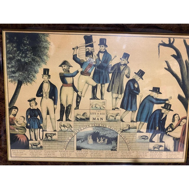 Sir Edwin Henry Landseer Currier Hand Colored Lithograph Ca.1845-The Life and Age of Man. Stages of Man's Life From the Cradle to the Grave. For Sale - Image 4 of 4