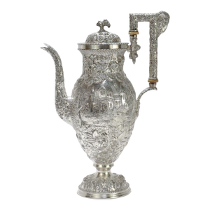 Antique Schofield Repousse Baltimore Sterling Silver Castle Pattern Coffee Pot