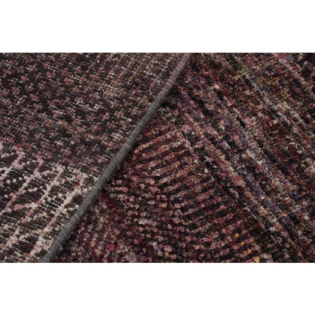 Textile Rug & Kilim’s Modern Textural Rug in Purple Tones and Polychrome Striae For Sale - Image 7 of 7